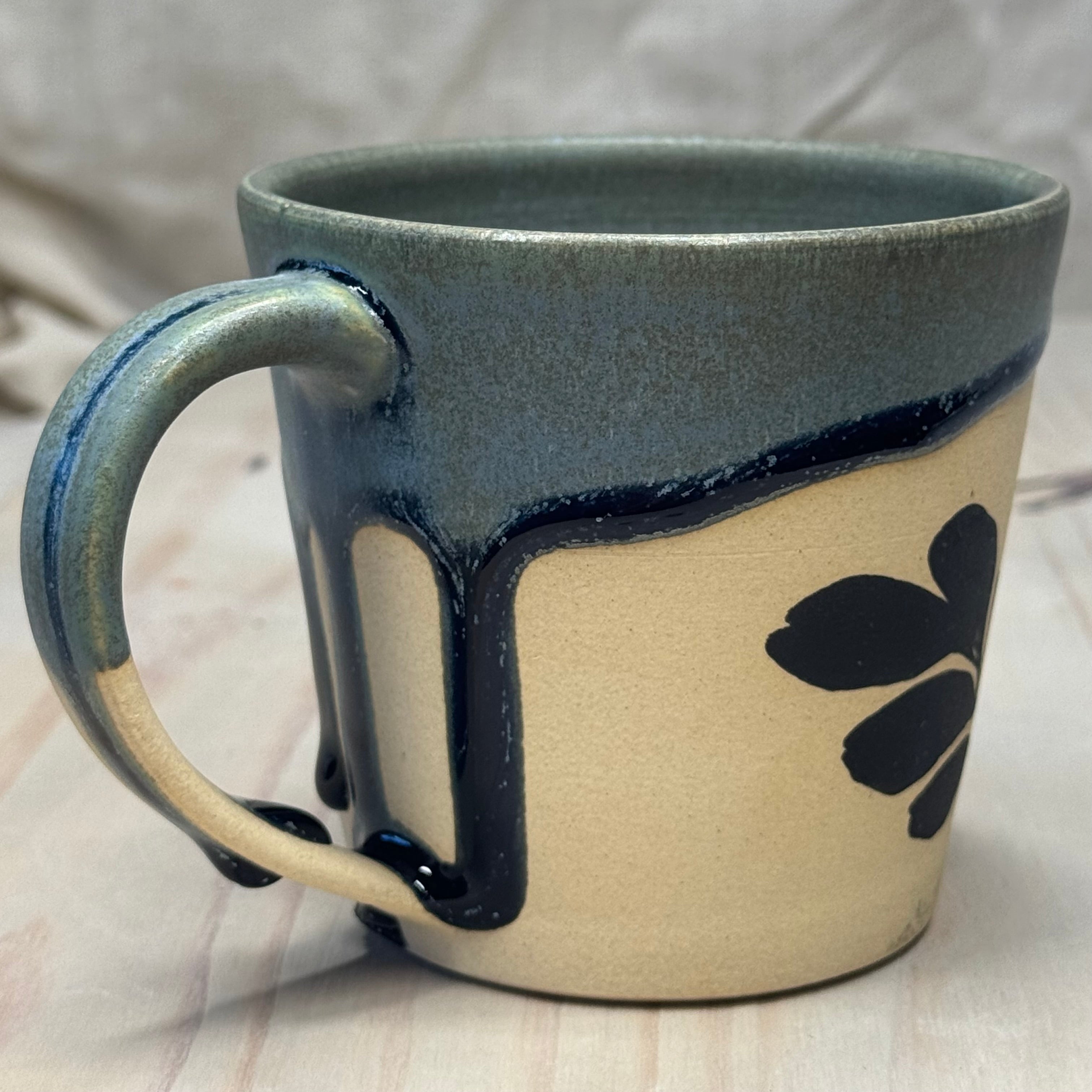 Large Blue Leaf Mug