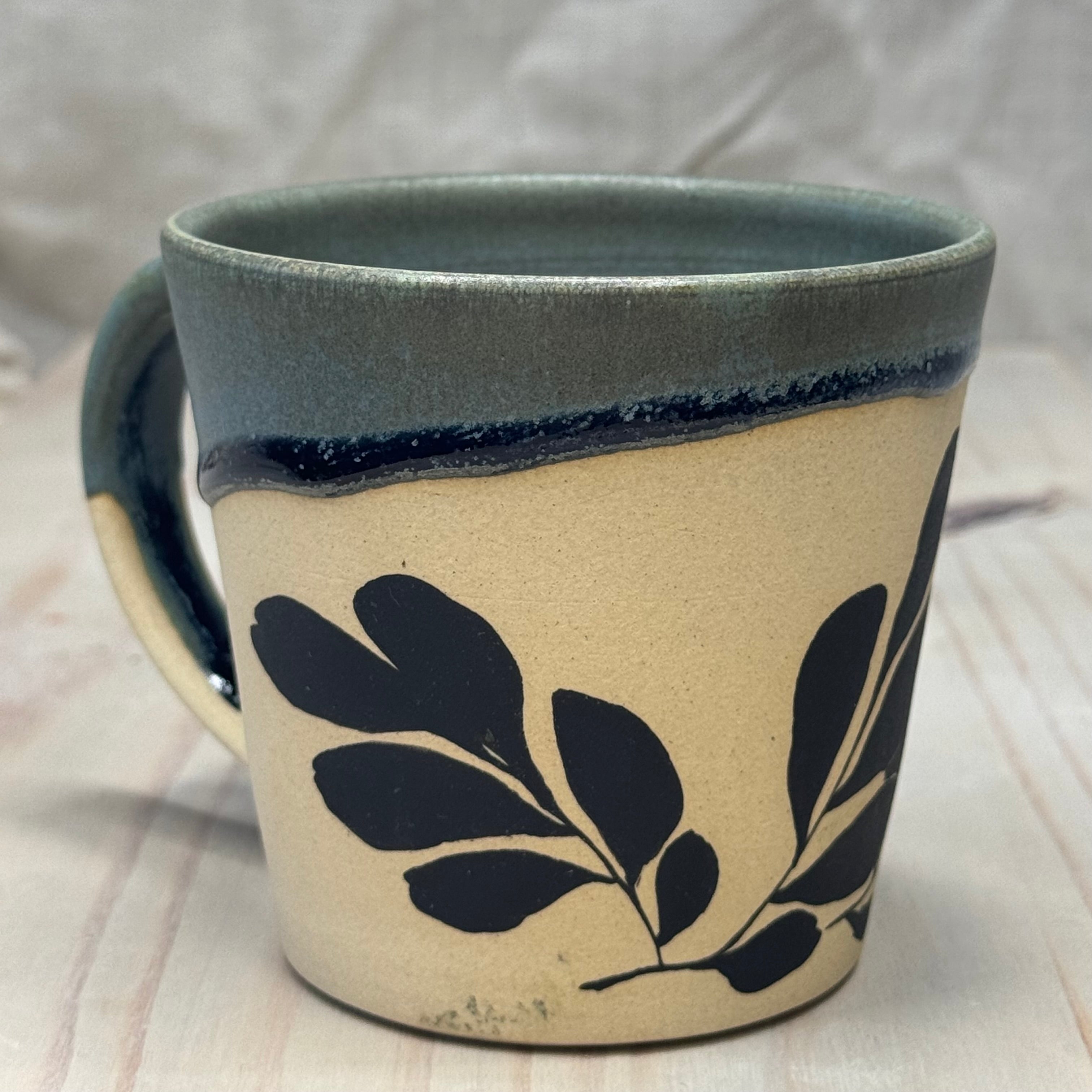 Large Blue Leaf Mug