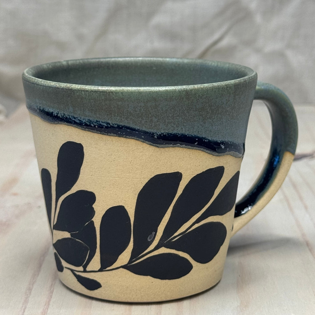 Large Blue Leaf Mug