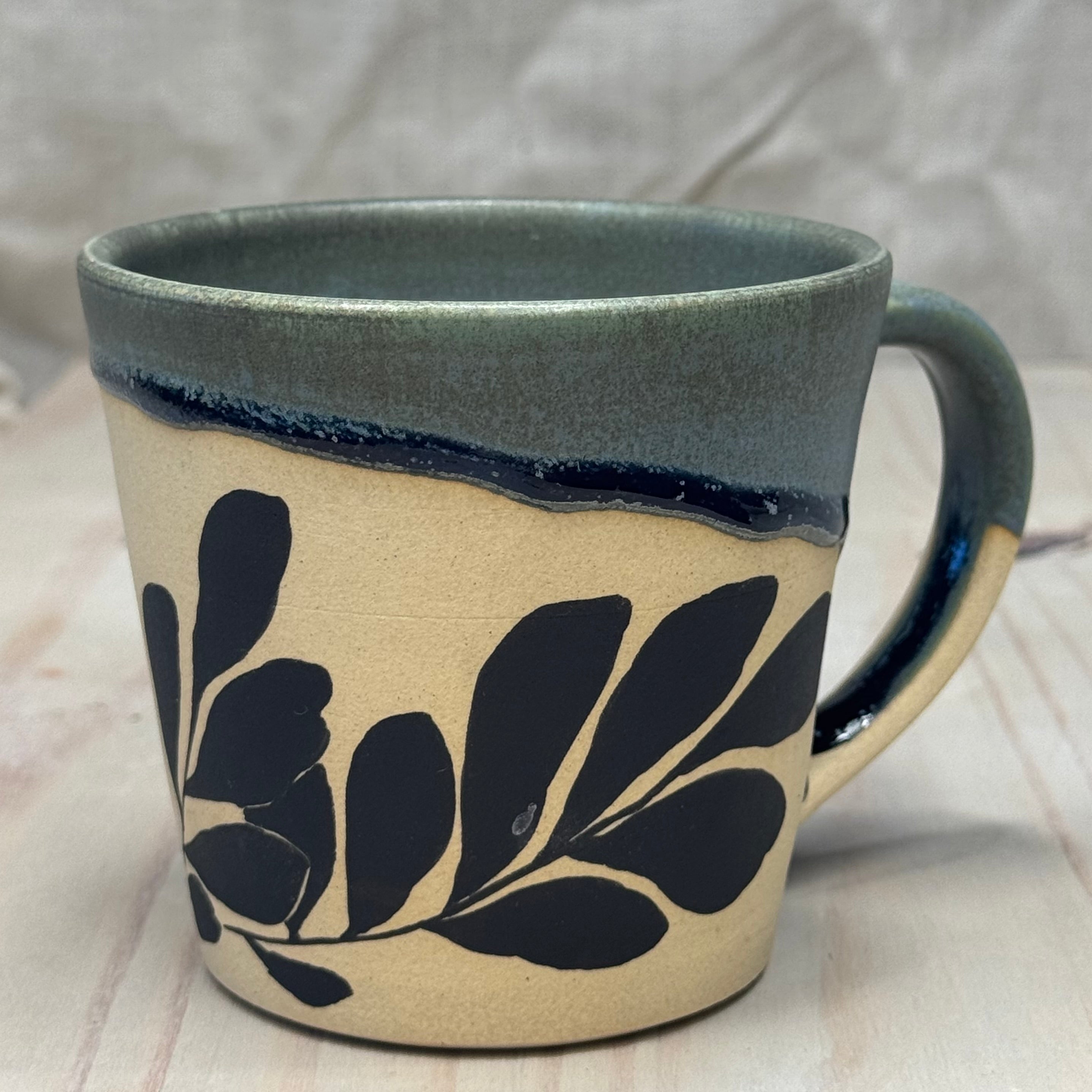 Large Blue Leaf Mug