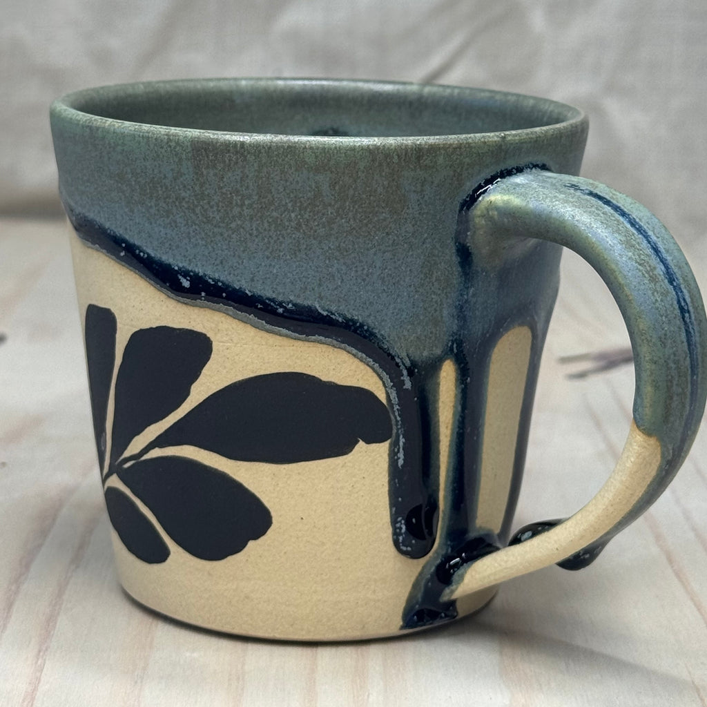 Large Blue Leaf Mug