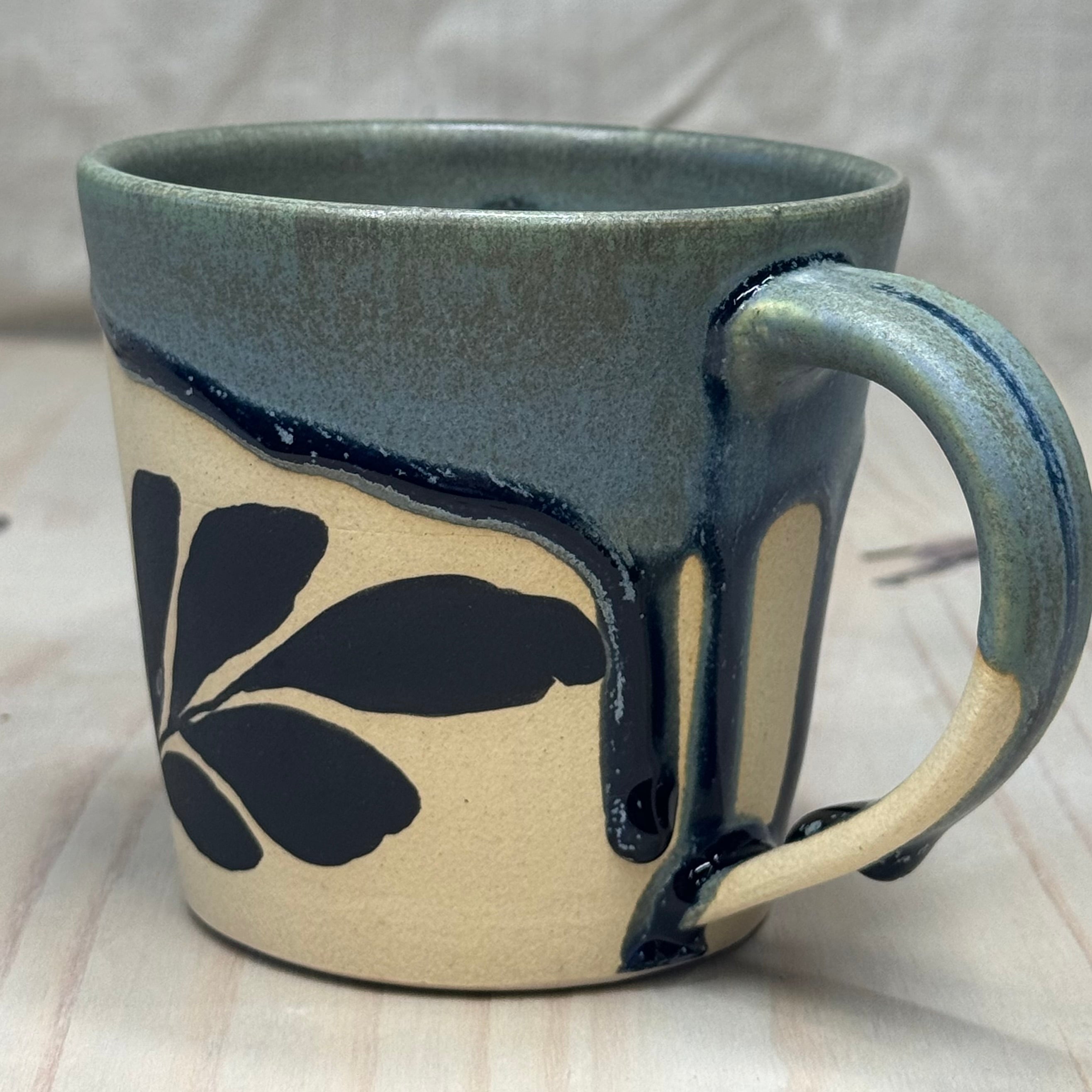 Large Blue Leaf Mug