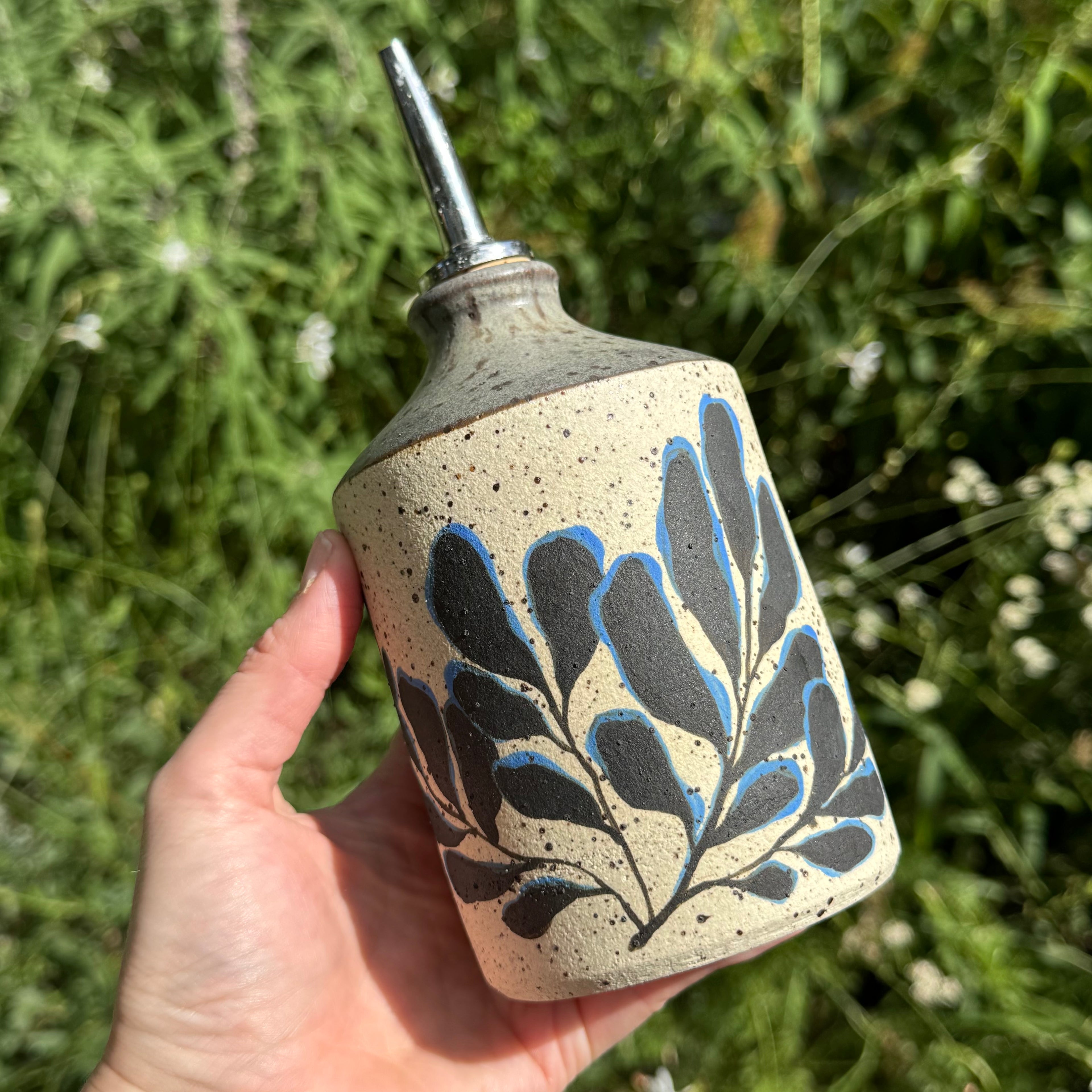 Blue Leaf Oil Bottle